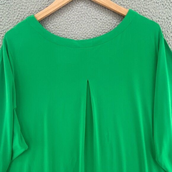 Susan Graver Top Womens 5X Plus Green Modern Essentials Liquid Knit Pullover 3/4 - Picture 4 of 9